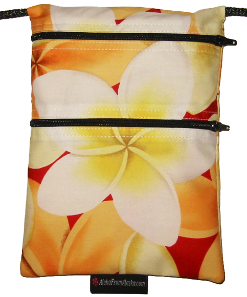 Tall Large Plumerias on Red Purse